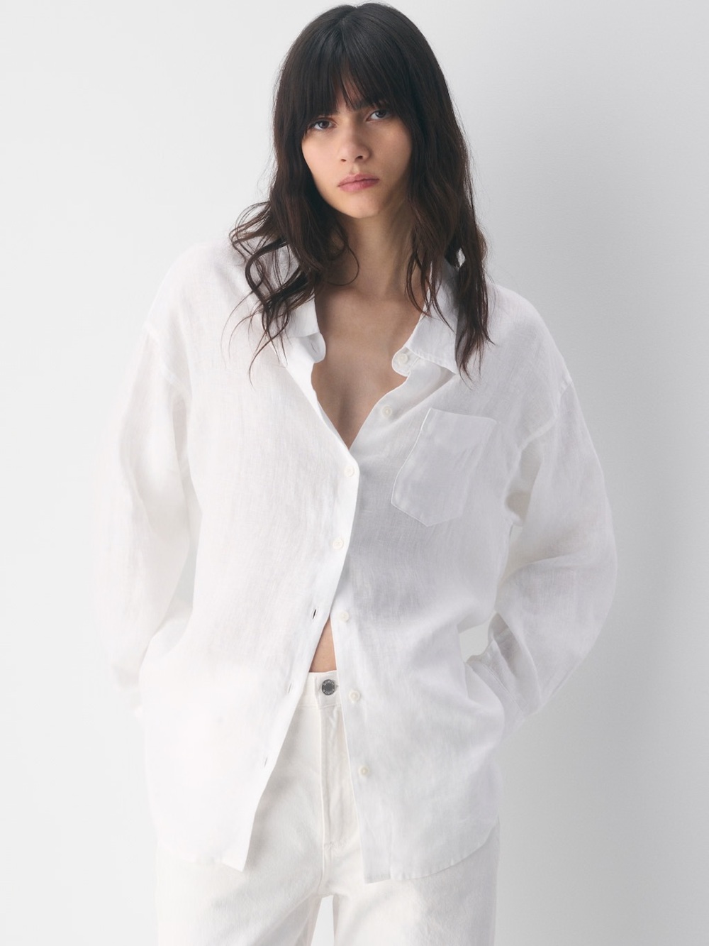 Wilfred Reminisce Relaxed Linen Shirt - white